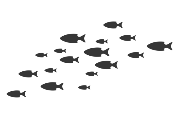 Download Fish Shoal Icon. Black Swimming Aquatic - Premium Resources