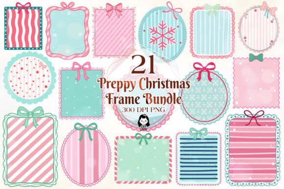 Download Preppy Christmas Frame Clipart Bundle - Christmas Collection