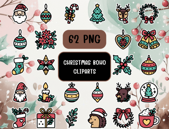 Download Christmas BoHo Clip Art - Christmas Collection