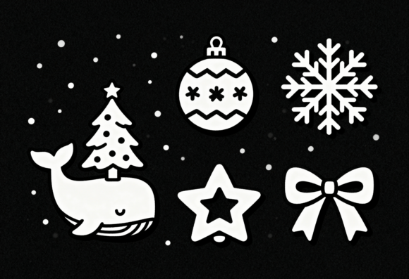 Download Cute Christmas Whale Tree Snowflake Bow - Christmas Collection