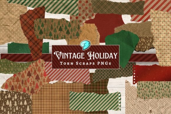 Download Vintage Holiday Torn Scraps Clipart PNGs - Vintage holiday Collection