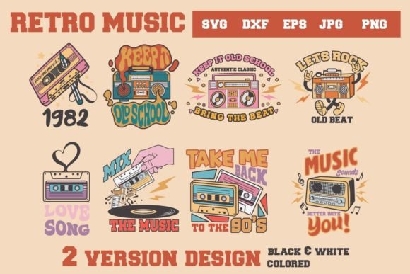Download Retro Music Bundle Svg and Sublimation - Retro music Collection