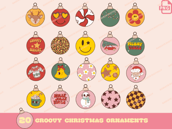 Download 20 Groovy Retro Christmas Ornaments - Christmas Collection