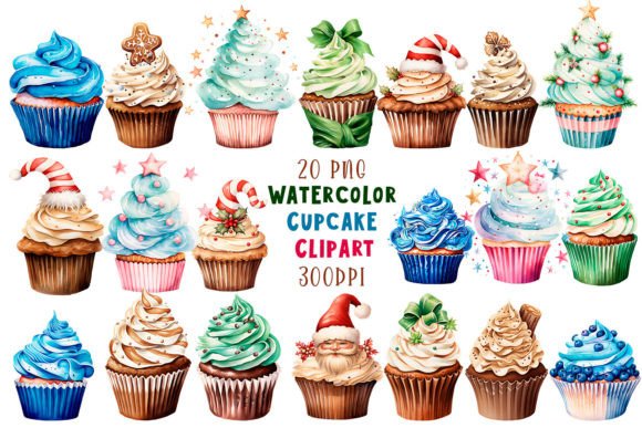 Download Vintage Christmas Cupcake Clipart Bundle - Christmas Collection